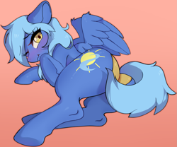 Size: 1723x1436 | Tagged: safe, artist:fernfalls, pegasus, pony, butt, female, lying down, on side, plot, solo