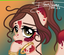 Size: 1242x1062 | Tagged: safe, artist:dawnflame, earth pony, pony, colored hooves, female, india pony, indian, jewelry, mare, messy mane, misleading thumbnail, not blood, ring, solo