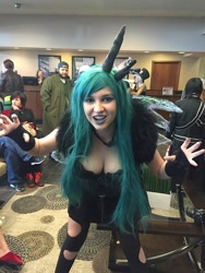 Size: 2160x2880 | Tagged: safe, artist:lochlan o'neil, queen chrysalis, human, g4, 2015, breasts, cleavage, clothes, cosplay, costume, high res, irl, irl human, lipstick, photo