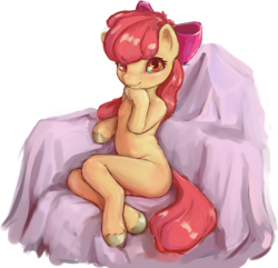 Size: 485x468 | Tagged: safe, artist:stratodraw, apple bloom, earth pony, semi-anthro, g4, arm hooves, draw me like one of your french girls, solo