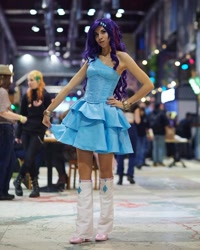 Size: 1080x1349 | Tagged: safe, rarity, human, equestria girls, g4, bare shoulders, clothes, cosplay, costume, fall formal outfits, hand on hip, irl, irl human, photo, sleeveless