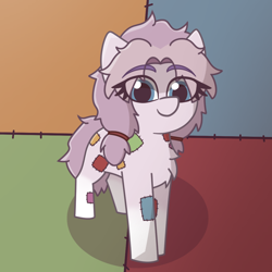 Size: 1080x1080 | Tagged: safe, artist:deltarainrum, oc, oc only, oc:patchwork, earth pony, pony, eyebrows, eyebrows visible through hair, female, mare, patch, solo