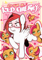 Size: 2481x3508 | Tagged: safe, artist:sugarelement, babs seed, oc, oc:red cherry, earth pony, pegasus, pony, g4, canon x oc, go for it nakamura!!, high res, manga, misleading thumbnail, not a penis, parody