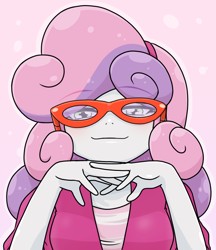Size: 640x740 | Tagged: safe, artist:batipin, sweetie belle, equestria girls, g4, cute, diasweetes, female, glasses, looking at you, solo