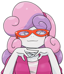 Size: 640x740 | Tagged: safe, alternate version, artist:batipin, sweetie belle, equestria girls, g4, female, glasses, looking at you, simple background, solo, transparent background