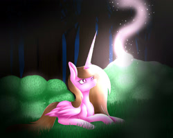 Size: 2741x2187 | Tagged: safe, artist:maneblue, oc, oc only, alicorn, pony, alicorn oc, female, high res, horn, lying down, mare, outdoors, prone, solo, wings