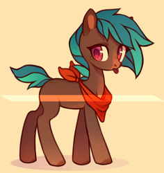 Size: 1024x1083 | Tagged: safe, artist:miioko, oc, oc only, pony, :p, base used, neckerchief, simple background, solo, tongue out, yellow background