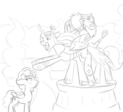 Size: 500x456 | Tagged: safe, artist:roseyicywolf, cozy glow, lord tirek, queen chrysalis, g4, the ending of the end, a better ending for cozy, adopted offspring, alternate ending, good end, headcanon in the description, legion of doom statue, looking at someone, older, older cozy glow, parent:lord tirek, parent:queen chrysalis, parents:chrystirek