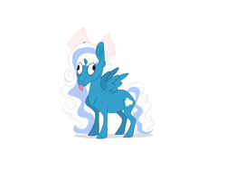Size: 2500x2000 | Tagged: safe, artist:squidsinkedadopt, oc, oc only, oc:fleurbelle, alicorn, pony, alicorn oc, bow, derp, female, hair bow, high res, horn, mare, simple background, solo, tongue out, white background, wings