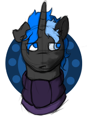 Size: 1370x1924 | Tagged: safe, artist:hrabiadeblacksky, oc, oc only, oc:hrabia de black sky, pony, unicorn, blue background, blue eyes, simple background, solo, transparent background