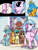 Size: 768x1024 | Tagged: safe, artist:doomfister, artist:mrleft, gallus, ocellus, rarity, sandbar, silverstream, smolder, yona, changeling, dragon, griffon, hippogriff, pony, unicorn, yak, series:school snacks, g4, belly, comic, digestion, dragoness, female, galluspred, male, musical instrument, ocelluspred, rariprey, smolderpred, stallion, story in the source, vore, yonapred