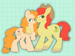 Size: 2048x1536 | Tagged: safe, artist:beashay, bright mac, pear butter, earth pony, pony, g4, cowboy hat, februpony, female, freckles, hat, male, mare, ship:brightbutter, shipping, stallion, stetson, straight