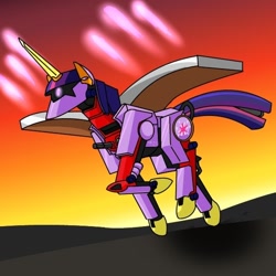 Size: 500x500 | Tagged: safe, artist:kushina13, twilight sparkle, pony, robot, robot pony, g4, ambiguous gender, fake, fake twilight, gun, gundam, gundam seed, laser, machine gun, solo, twilight zero, weapon, zoids