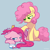 Size: 2048x2048 | Tagged: safe, artist:pfeffaroo, li'l cheese, pinkie pie, earth pony, pony, g4, my little pony: friendship is magic, the last problem, duo, high res, pinkamena diane pie, sad, simple background