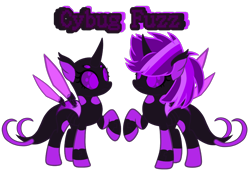 Size: 1700x1200 | Tagged: safe, artist:galeemlightseraphim, oc, oc only, changeling, robot, changeling oc, duo, purple changeling, raised hoof, simple background, transparent background