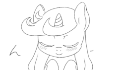 Size: 601x338 | Tagged: safe, artist:aruurara, oc, oc only, oc:apple rare, pony, unicorn, ask apple rare, adorable face, animated, blushing, cute, female, filly, foal, gif, happy, horn, japanese, loop, open mouth, open smile, simple background, smiling, solo, unicorn oc, white background