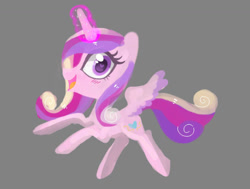 Size: 1075x811 | Tagged: safe, artist:kaikururu, princess cadance, alicorn, pony, g4, colored wings, eyelashes, female, glowing, glowing horn, gray background, heart eyes, horn, mare, simple background, two toned wings, wingding eyes, wings