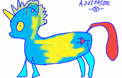 Size: 3280x2112 | Tagged: safe, artist:asd1995sse, pony, unicorn, 1000 hours in ms paint, high res, horn, signature, simple background, solo, tail, white background