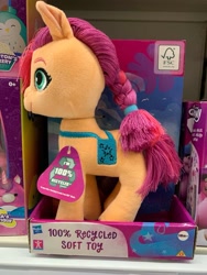 Size: 715x953 | Tagged: safe, sunny starscout, earth pony, pony, g5, my little pony: a new generation, female, irl, mare, photo, plushie, recycling, solo focus, toy
