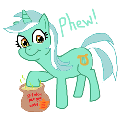 Size: 617x600 | Tagged: safe, lyra heartstrings, pony, unicorn, g4, 4chan, food, ms paint, oats, simple background, stink lines, white background, why