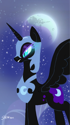 Size: 1280x2276 | Tagged: safe, artist:sarahthefox97, nightmare moon, alicorn, pony, g4, female, mare, moon, night, nightmare moon's cutie mark, solo