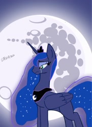 Size: 1280x1767 | Tagged: safe, artist:sarahthefox97, princess luna, alicorn, pony, g4, crying, female, mare in the moon, moon, night, sad, solo