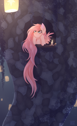 Size: 2003x3275 | Tagged: safe, artist:elektra-gertly, fluttershy, pegasus, pony, g4, candle, high res, long mane, solo, waiting