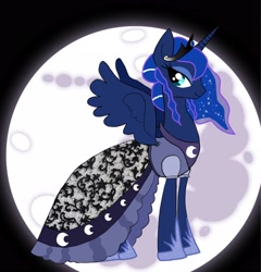 Size: 3000x3122 | Tagged: safe, artist:sarahthefox97, princess luna, alicorn, pony, g4, clothes, dress, female, high res, moon, solo