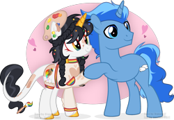 Size: 2413x1669 | Tagged: safe, artist:tired-horse-studios, oc, oc only, oc:rainbow splash, pony, unicorn, female, male, mare, simple background, stallion, transparent background