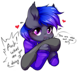Size: 2371x2183 | Tagged: safe, artist:pledus, oc, oc only, oc:grey, bat pony, pony, bat pony oc, biting, clothes, commission, duo, female, heart, high res, simple background, transparent background, ych result