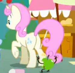 Size: 400x392 | Tagged: safe, screencap, twinkleshine, pony, unicorn, g4, season 9, the big mac question, apple, butt, cropped, food, plot