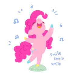 Size: 600x600 | Tagged: safe, artist:pink-pone, pinkie pie, earth pony, pony, g4, music notes, open mouth, simple background, smile smile smile, solo, white background