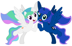 Size: 8000x5170 | Tagged: safe, artist:laszlvfx, princess celestia, princess luna, alicorn, pony, g4, absurd resolution, base used, female, mare, royal sisters, siblings, simple background, sisters, transparent background, vector