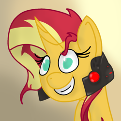 Size: 660x660 | Tagged: safe, artist:kanw, derpibooru exclusive, sunset shimmer, pony, unicorn, g4, bust, crossover, cute, jetstream sam, metal gear, metal gear rising, portrait, shimmerbetes, solo