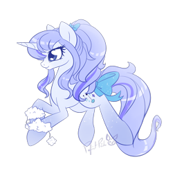 Size: 2000x2000 | Tagged: safe, artist:piichu-pi, oc, oc:freeze star, pony, unicorn, bow, female, high res, mare, simple background, solo, tail, tail bow, transparent background