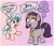 Size: 1934x1682 | Tagged: safe, artist:heretichesh, cozy glow, oc, oc:mummydew, earth pony, pegasus, pony, g4, ankh, balloon, dialogue, duo, egyptian, egyptian headdress, egyptian pony, female, filly, foal, gradient background, speech bubble, talking to viewer