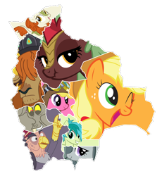 Size: 1000x1089 | Tagged: safe, artist:jojodidu, edit, screencap, applejack, autumn blaze, cherry berry, cinder glow, discord, grampa gruff, marble pie, prince rutherford, sandbar, summer flare, draconequus, earth pony, griffon, kirin, pony, yak, g4, beni, bolivia, chuquisaca, clothes, cochabamba, collage, cowboy hat, departaments, hat, la paz, map, map of bolivia, one eye closed, oruro, pando, ponies as regions, potosí, santa cruz (bolivia), simple background, smiling, tarija, transparent background