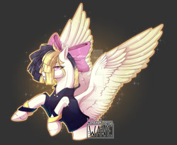 Size: 1024x837 | Tagged: safe, artist:waterdragonwave, songbird serenade, pegasus, pony, g4, my little pony: the movie, bow, female, hair bow, mare, solo, spread wings, wings