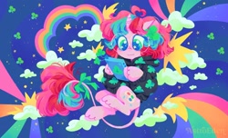 Size: 2041x1242 | Tagged: safe, artist:astroeden, oc, oc only, pony, unicorn, cellphone, clothes, cloud, clover, color porn, glasses, hoodie, phone, rainbow, shooting star, smartphone, solo, stars