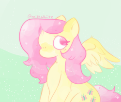 Size: 1280x1083 | Tagged: safe, artist:milkwhiite, fluttershy, pegasus, pony, g4, chubby, cute, simple background, solo