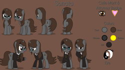 Size: 3600x2027 | Tagged: safe, artist:mrvector, oc, oc:sonata, pony, unicorn, elements of justice, turnabout storm, ace attorney, butt, clothes, cute, female, glasses, high res, lawyer, mare, plot, reference sheet, simple background, smug, suit, sweat, sweatdrop