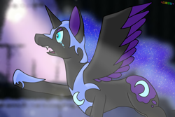 Size: 3000x2000 | Tagged: safe, artist:fiyercat, nightmare moon, alicorn, pony, g4, crying, female, high res, mare, moon, sad, solo