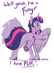 Size: 1500x2000 | Tagged: safe, artist:roseanon4, twilight sparkle, alicorn, pony, g4, blushing, butt, dialogue, fluffy, heart, hoof heart, looking at you, looking back, looking back at you, open mouth, plot, smiling, sparkles, spread wings, twibutt, twilight sparkle (alicorn), underhoof, wings