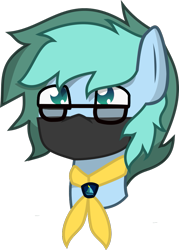 Size: 739x1031 | Tagged: safe, artist:samsailz, oc, oc only, pony, bust, commission, cute, glasses, mask, neckerchief, portrait, simple background, solo, transparent background, ych result