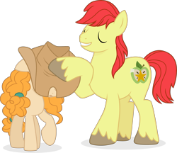 Size: 3351x2899 | Tagged: safe, artist:cirillaq, bright mac, pear butter, earth pony, pony, g4, februpony, female, hat, high res, male, mare, simple background, stallion, transparent background, unshorn fetlocks, vector