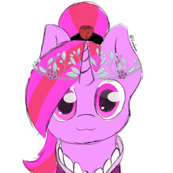 Size: 1024x1024 | Tagged: safe, artist:exobass, oc, oc only, oc:sandy rose, pony, bust, clothes, commission, commissioner:appletree, diadem, dress, flower, icon, rose, simple background, sketch, solo, transparent background