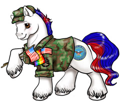 Size: 1100x900 | Tagged: source needed, safe, artist:kinked, oc, oc only, earth pony, pony, g1, american flag, lgbt, male, military, pride flag, simple background, united states, white background