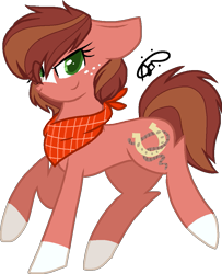 Size: 853x1049 | Tagged: safe, artist:gallantserver, oc, oc only, oc:dixie pippin, earth pony, pony, coat markings, colored pupils, concave belly, earth pony oc, female, freckles, full body, green eyes, hooves, mare, offspring, parent:applejack, parent:trouble shoes, parents:troublejack, simple background, smiling, socks (coat markings), solo, tail, transparent background, two toned mane, two toned tail