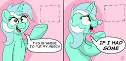 Size: 1881x917 | Tagged: safe, artist:doodledonutart, lyra heartstrings, pony, unicorn, g4, 2 panel comic, comic, dialogue, februpony, female, if i had one, image macro, mare, meme, ponified meme, solo, speech bubble, the fairly oddparents