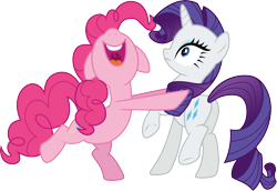 Size: 4360x3000 | Tagged: safe, artist:cloudy glow, pinkie pie, rarity, earth pony, pony, unicorn, g4, pinkie pride, .ai available, bipedal, butt, nose in the air, open mouth, plot, simple background, transparent background, vector